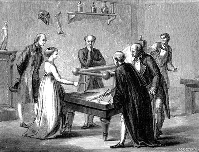 Luigi Galvani upptäckte 1780 grodmuskelns irritabilitet genom elektricitet av Unknown artist