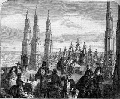 Lunch på terrassen på kupolen i katedralen i Milano (Il Duomo). Italien av Unknown artist