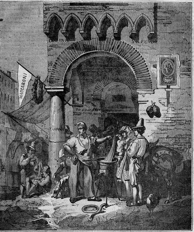 Makaronpastahandlare i Neapel på 1800-talet. av Unknown artist