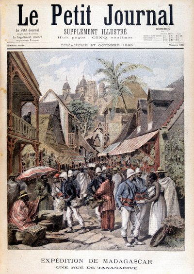 Madagaskarexpeditionen: en gata i Tananarive - i "" Le Petite Journal"" av 1895-11-27 av Unknown artist
