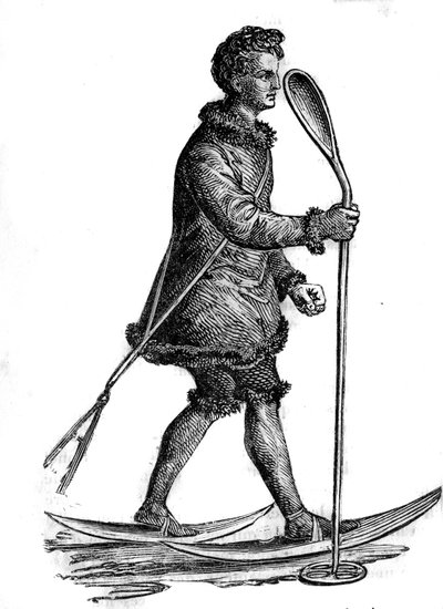 Man i traditionell khantydräkt (khante eller ostiak) som jagar Hermine. Khanty är finsk-ugriskt folk som bor i västra Sibirien. av Unknown artist