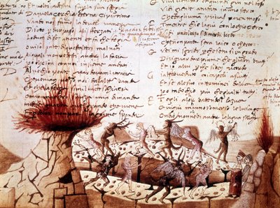 Manuskript till "Den gudomliga komedin" av Dante Alighieri: Helvete av Unknown artist