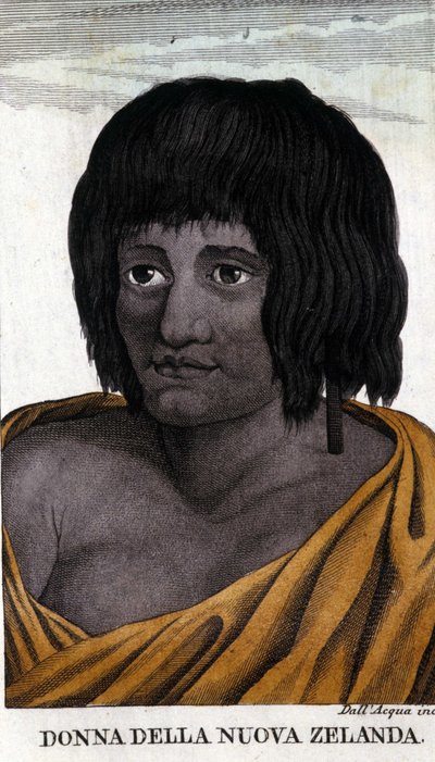 Maori kvinna från Nya Zeeland. Gravyr från början av 1800-talet. av Unknown artist
