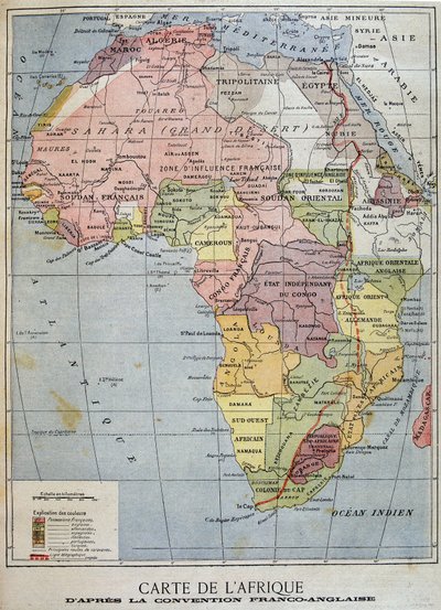 Karta över Afrika enligt den fransk-engelska konventionen - i "" Le Petité Journal"" av 1899-04-09 av Unknown artist