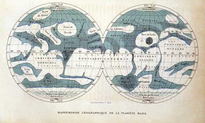 Karta över planeten Mars - i "" Popular Astronomy "" av Camille Flammarion, red. Marpon & Flammarion av Unknown artist