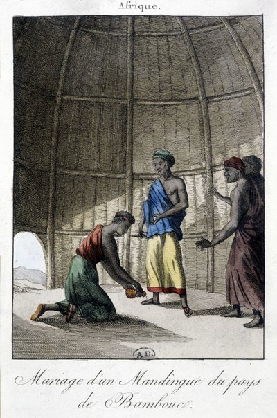 Äktenskap i Mandingues (Mali?), Afrika - gravyr av Unknown artist