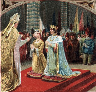 Giftermål mellan Karl VIII, kung av Frankrike, och Anne av Bretagne på Chateau de Langeais den 6 december av Unknown artist