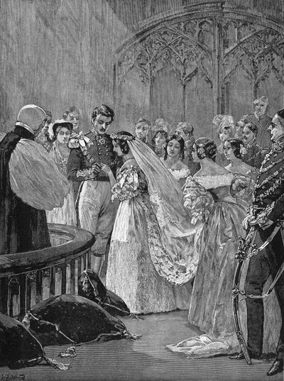 Giftermål mellan drottning Victoria Iere (1819-1901) och prins Albert (1819-1861), i Royal Chapel of Saint James Castle, 10 februari av Unknown artist