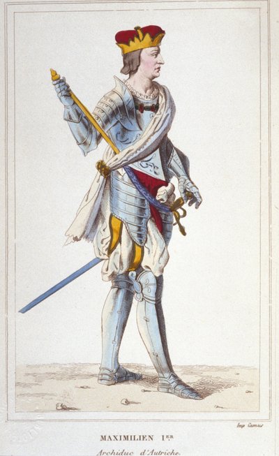 Maximilian I (av Habsburg). Ärkehertig av Österrike, kung av romarna och germansk kejsare (1459 - 1519). Gravyr från 1830 av Unknown artist