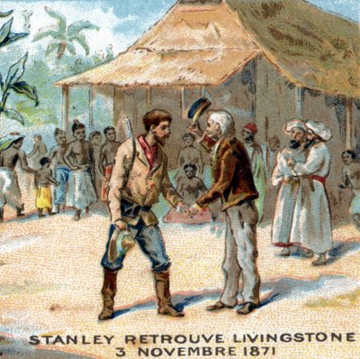 Möte mellan Sir Henry Morton Stanley (1841-1904) och David Livingstone (1813-1873) 1871 av Unknown artist