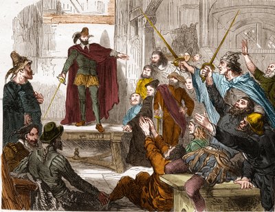 Möte av kommittén för sexton (16) 1588 (representantrådet för de sexton kvarteren i Paris) Upprorskommittén bildades i Paris under förbundet. av Unknown artist