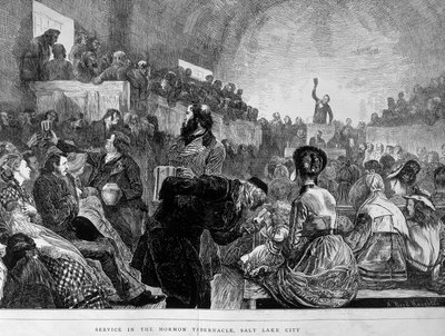 Mormonernas möte i Salt Lake City (USA) på 1800-talet. av Unknown artist