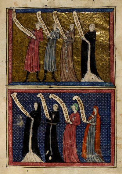Män och kvinnor sårade av kärlekens Gud från "Le Roman de la Rose" av Unknown artist