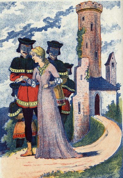 Män mask träna prinsessan. Anonym illustration till sagan "L