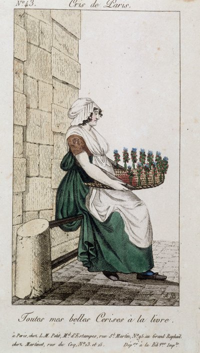 Körsbärshandlare - i "" Cris de Paris", deb. 1800-talet av Unknown artist