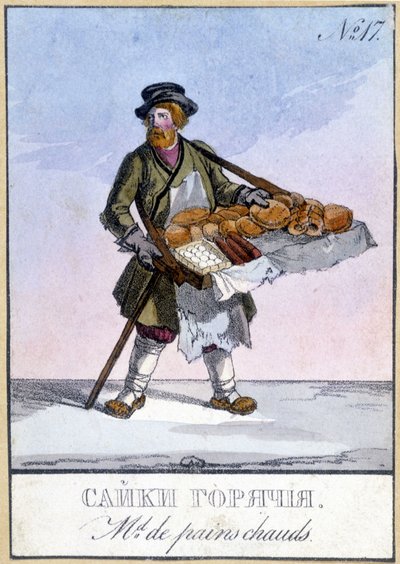Köpare av varma bröd i Ryssland på 1800-talet. av Unknown artist
