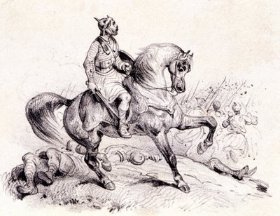 Merovée slår hunnerna. av Unknown artist