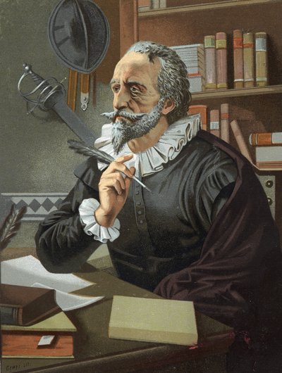 Miguel de Cervantes, spansk författare (1547 - 1616) efter kända män och kvinnor. Barcelona 1877. av Unknown artist
