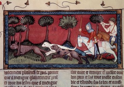 Miniatyrrävjakt från manuskript fr. 1297 "" bok av kung Modus och drottning Ratio" av Henri de Ferrieres (1300-talet) av Unknown artist