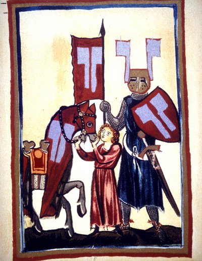 Miniatyr av Codex "Manesse", eller "Manessesche Liederhandschrift", som är ett manuskript tillverkat i Alsace mellan 1300 och 1330 för en anmärkningsvärd Zürich. Representation av Wolfram von Eschenbach, en tysk poet, som skrev romanen "" Parzival"" mellan av Unknown artist