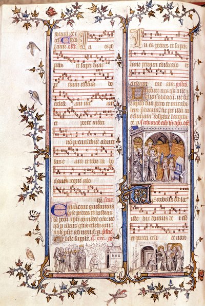 Missal of Saint Denis, cirka 1350. Miniatyr föreställande Clotaire (Clothaire) och Dagobert. av Unknown artist