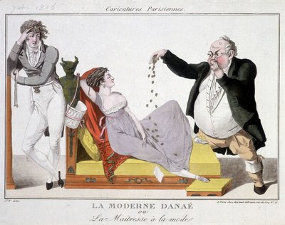 Modern Danaé eller den fashionabla maitressen (prostitution) - karikatyr av Unknown artist