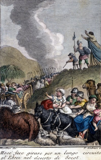 Moses vägledde det judiska folket i Socot-öknen under lång tid. av Unknown artist