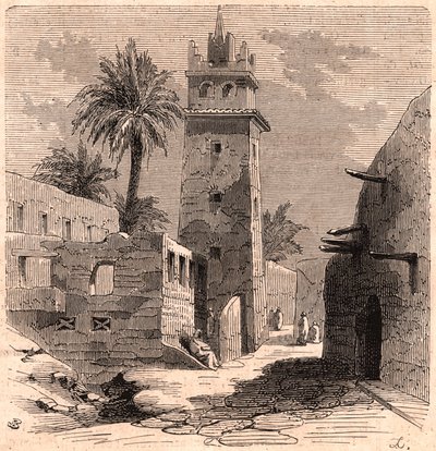 Moské i gamla Biskra (Biskra) i Algeriet 1866 av Unknown
