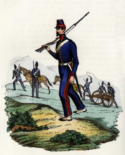 Bergartilleribataljon av den franska armén i Afrika i Algeriet 1830. I "" Storia d