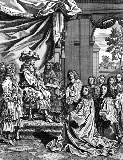 Kommunala domare presenterar för den franske kungen Ludvig XIV en beskrivning av hans inträde i Paris av Unknown artist