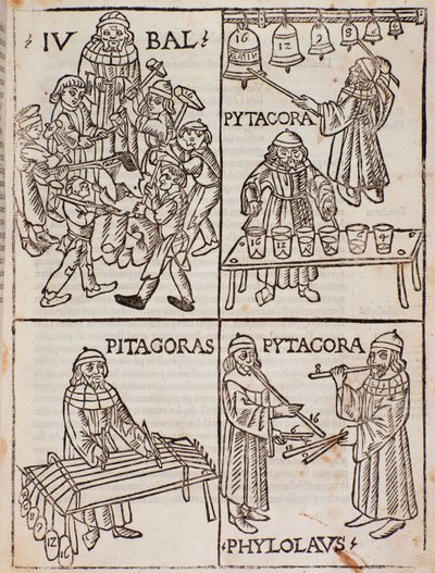 Musikaliska teorier om Pythagoras. Sidan hämtad från Theory of Music av Franchino Gaffurio av Unknown artist