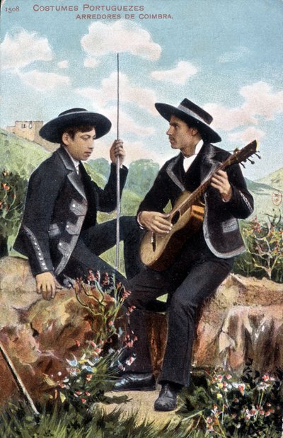 Musiker i portugisiska kostymer. Coimbra arredores. av Unknown artist