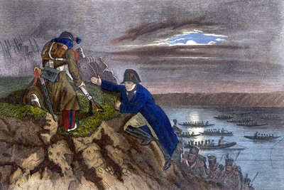 Napoleon Bonaparte korsade Donau i maj 1809. av Unknown artist