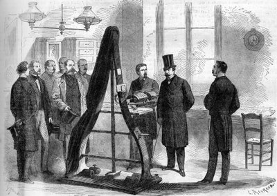 Napoleon III besökte den elektriska telegrafens kontor vid inrikesministeriet 1866. av Unknown artist