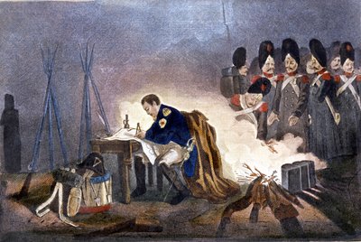 Napoleon I i slaget vid Bautzen (Tyskland). 20-21 maj 1813. gravyr 1800-talets Milano av Unknown artist