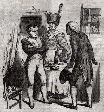 Napoleon I i närvaro av Jean Nicolas Corvisart (1755-1821) läkare engelsk gravyr i "La Sante Universelle - Guide Medical des Families"" 1852 av Unknown artist