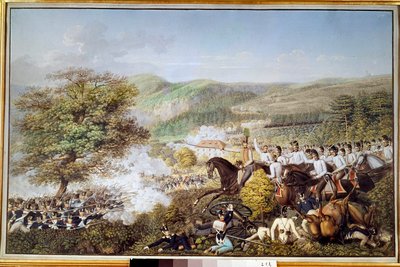 Napoleonkriget: "" Det franska infanteriet mot det preussiska kavalleriet"" Anonym akvarell. 1813 Berlin, historiskt museum av Unknown artist