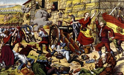 Napoleonkrigen: Belägringen av Zaragoza (15 juni - 14 augusti av Unknown artist