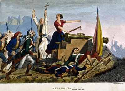 Napoleonkrigen: belägringen av Zaragoza (Zaragoza). 1808. Coll. Privat, Milano. av Unknown artist
