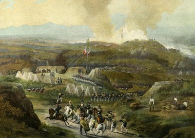 Napoleonkampanjen 1793: återupptagande av Camp de Peyrestortes, Armee des Pyrenees Orientales den 18 september 1793. Gravyr 1868 av Unknown artist
