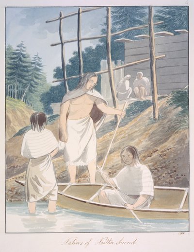 Natives of Nootka Sound, ca 1843-50 (akvarell) av Unknown artist