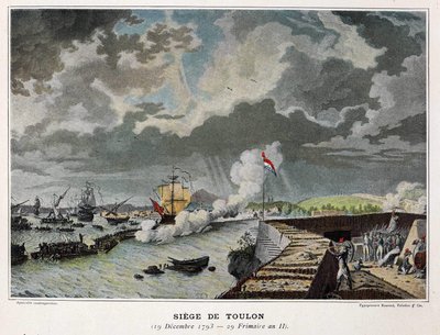 Naval Battle: Siege of Toulon 19/12/1793 - i "" Napoleons sjöstrider"" av Unknown artist