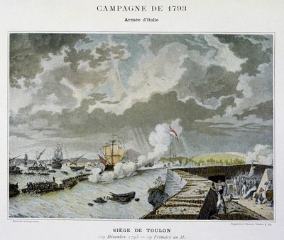 Naval Battle: Siege of Toulon 1793 - i "" Napoleons sjöstrider"" av Unknown artist