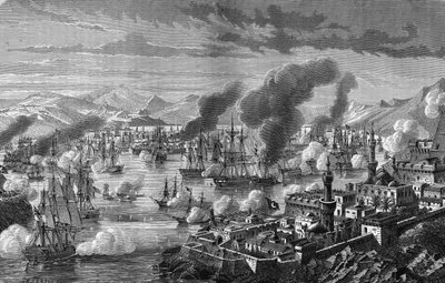 Navarins strid om trippelalliansen mot den turkisk-egyptiska flottan den 28 oktober av Unknown artist
