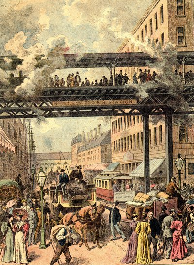 New York Street. I "Jordens folk" 1890. av Unknown artist