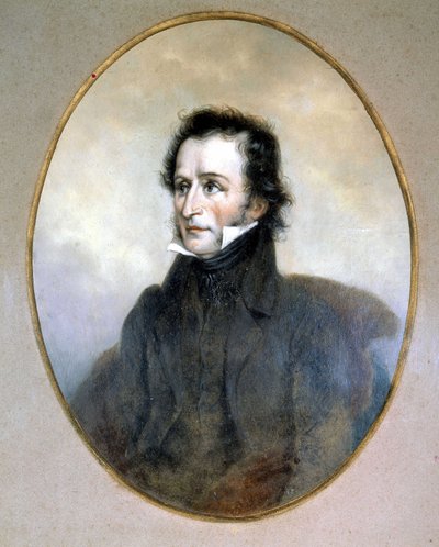 Niccolo Paganini (1782 - 1840). Vattenfärg. Scala-museet, Milano. av Unknown artist