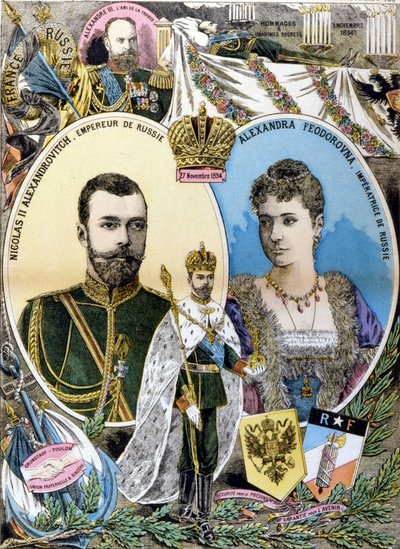 Nicholas II och Alessandra Feodorovna.gravyr från slutet av 1800-talet av Unknown artist