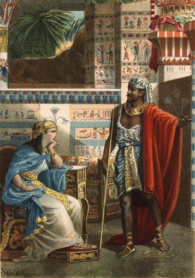 Nitocris, enligt Manethon, den sista drottningen av Egypten av VI-dynastin. Gravyr av 1881.i "" Skönhetskulten"" av Juan Justo Huguet, Molinas Hermanos editores av Unknown artist
