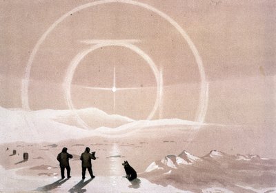 Northern Lights - i "The shores of the polar sea, an Arctic expedition narration", av Dr Edward Moos, Marcus Nard & Co, London av Unknown artist
