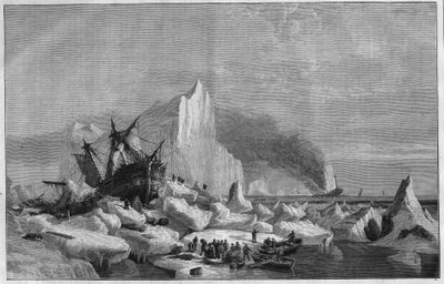 Norska isfångade fartyg på Spitzbergkusten i Ishavet av Unknown artist